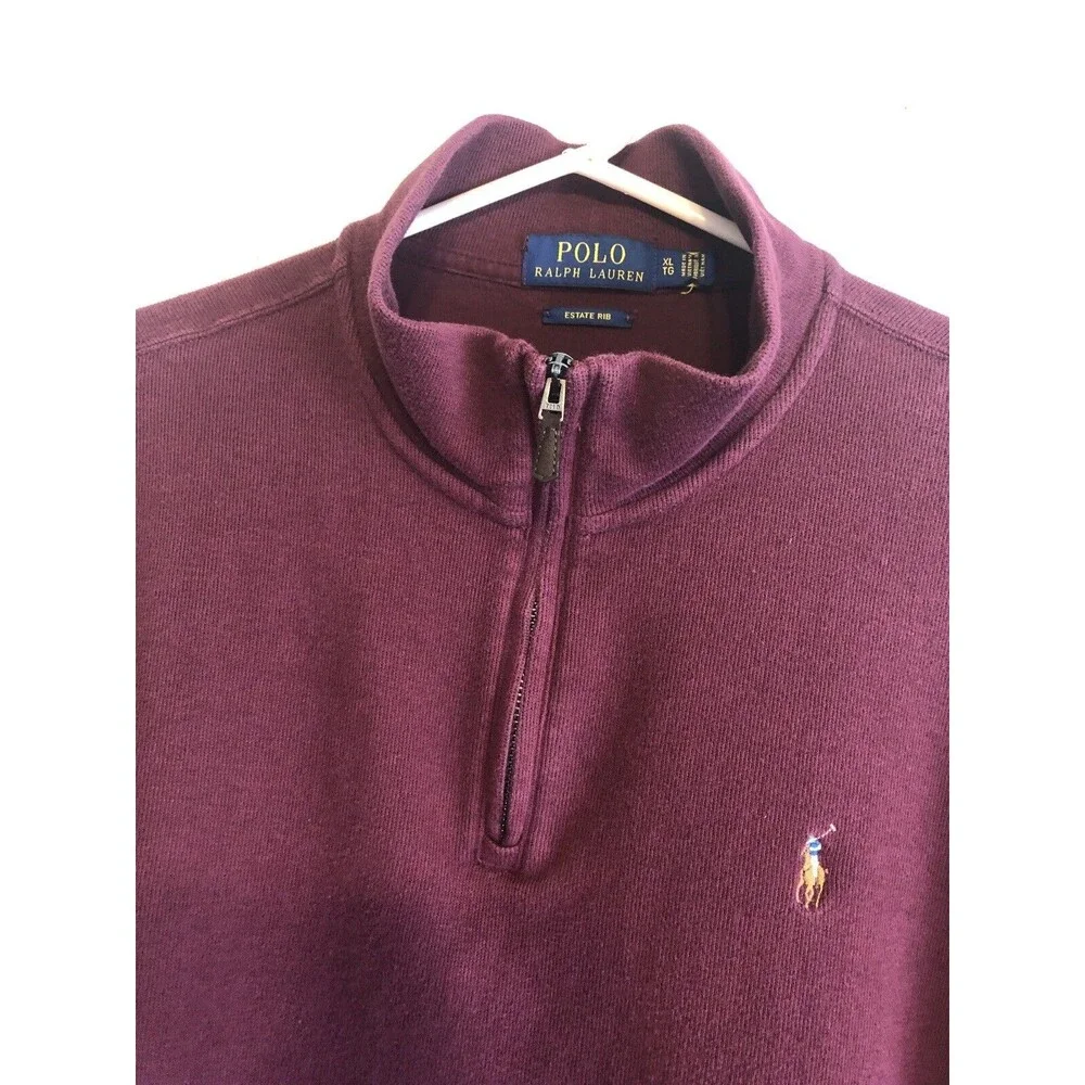 Polo Ralph Lauren Estate Rib Sweater Men XL  Cotton 1/4 Zip Pullover Pony